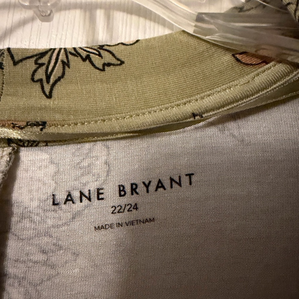 Lane Bryant Olive Floral Open-Front Duster Cardigan - Picture 2 of 2